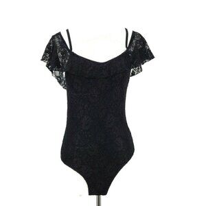 New Blue Life Black Lace Bodysuit Womens Large